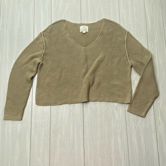 Offline by Aerie Women's Tan Crochet Pullover Cotton Crop Sweater Size Medium - Picture 1 of 7
